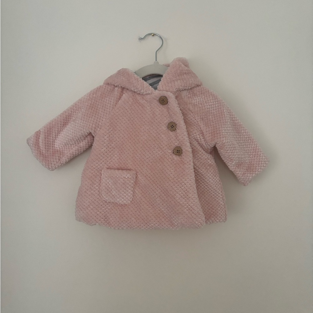 Pink Hooded Plush Baby Coat